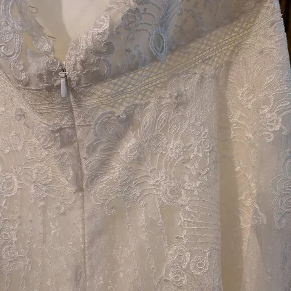 Melissa Sweet Ivory Embroidered Mock Neck Wedding Dress, Size 18W